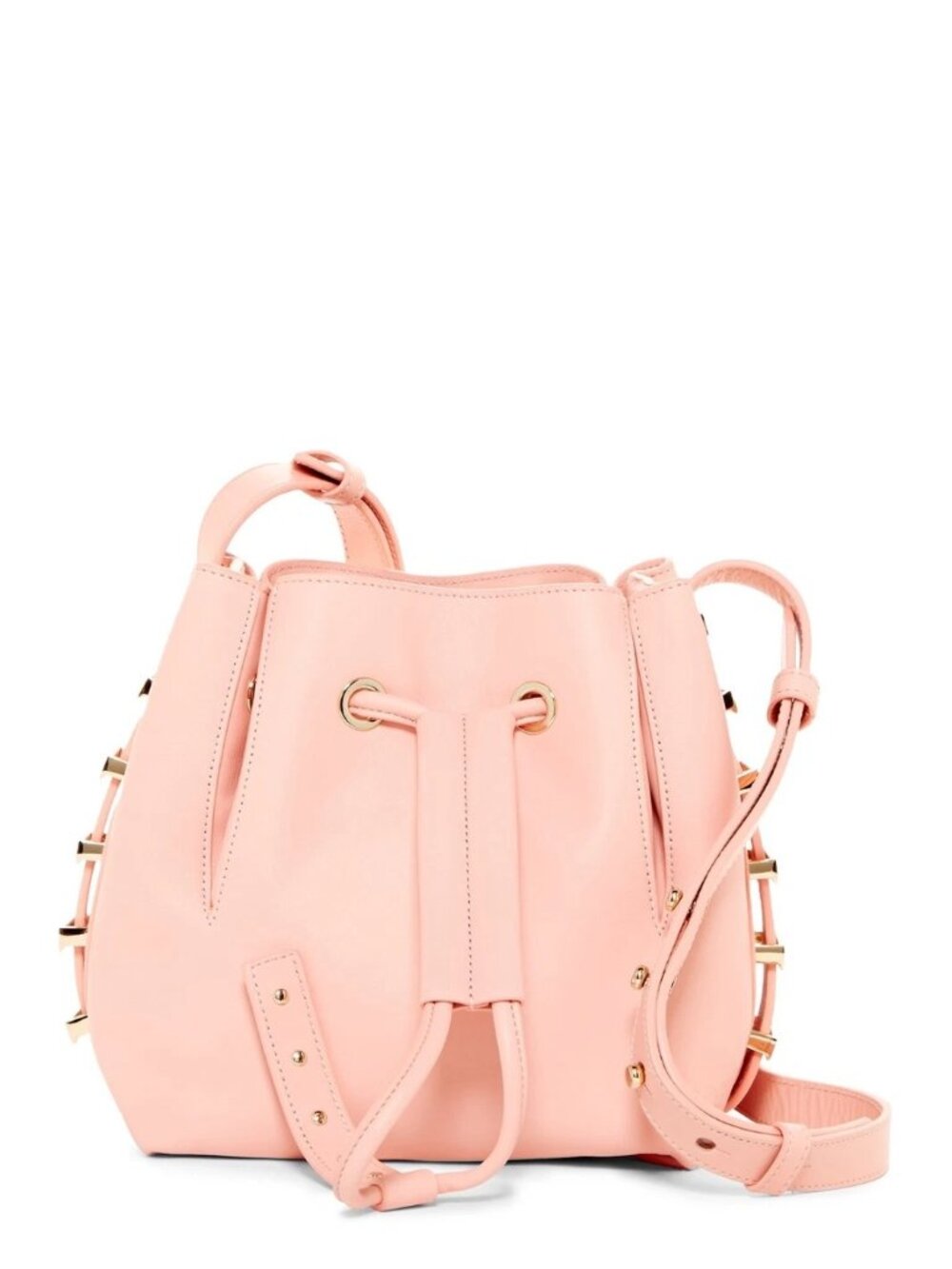 LUANA Italy New Crossbody Mini Studded Leather Shoulder Bag NYMPH Pink NWT $500